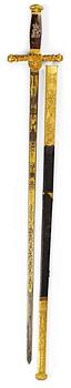 A Swedish Empire sword of honour with the monogram of the Swedish King Karl XIV Johan (1810-44).