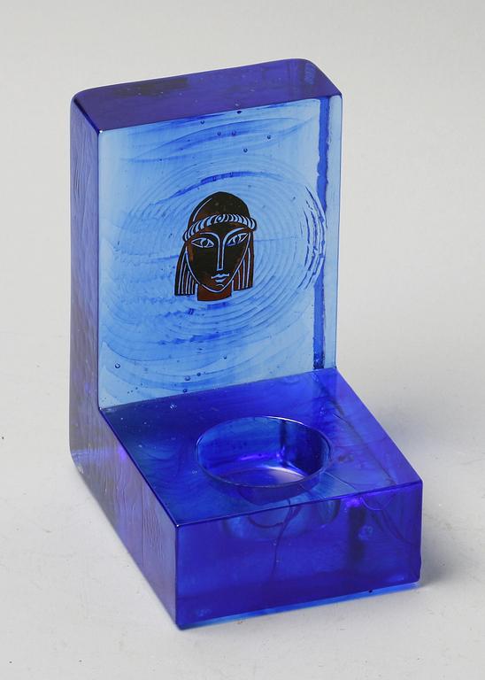 LJUSHÅLLARE, glas, Bertil Vallien, Kosta Boda, sign.