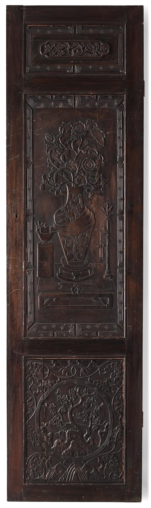 A Chinese wooden panel, Qing dynasty, 19th Century.