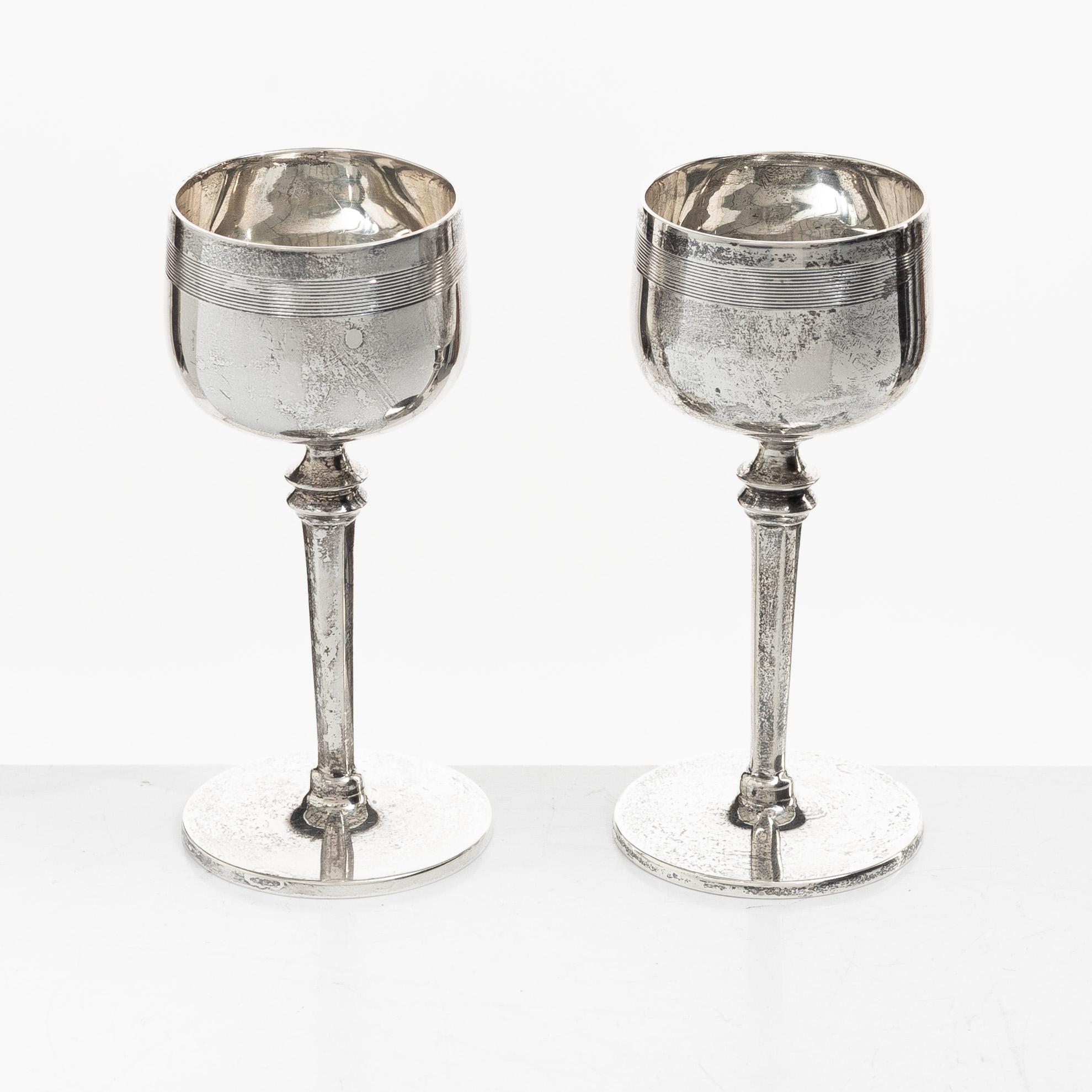 Supkoppar, 6 st, silver, Mappin & Webb, Birmingham, England, 1913-15.