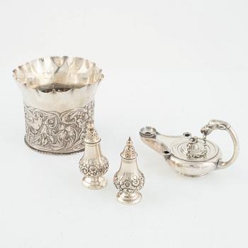 A Set of Silver Table Accessories, England, 19th Century.