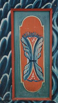 VÄGGFAST SÄNG, allmoge, Hede, Härjedalen. Bär dat 1795. Målningen utförd av vandrande målare från Järvsö, Hälsingland.