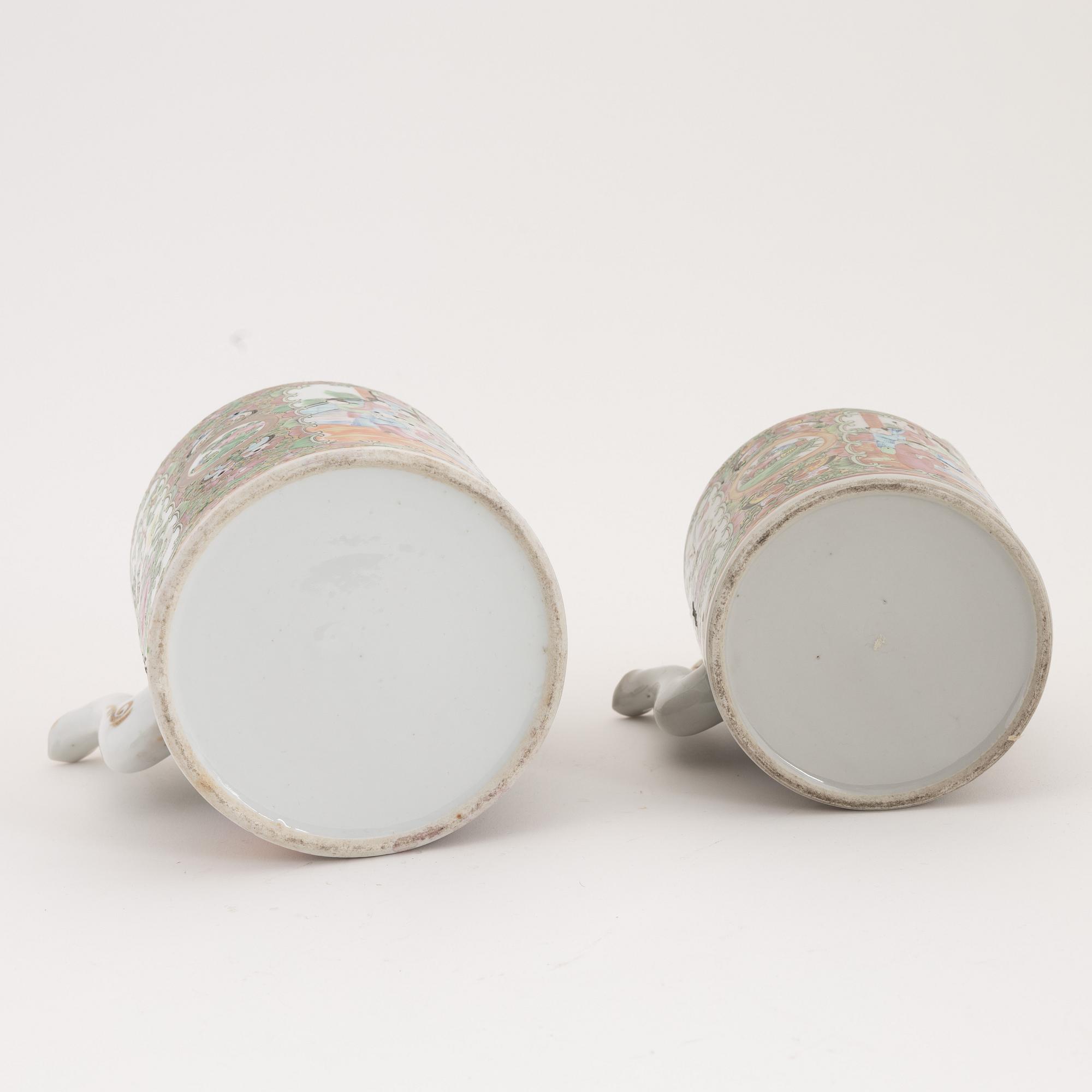 Two Chinese porcelain teapots, Canton, late 19th Century.