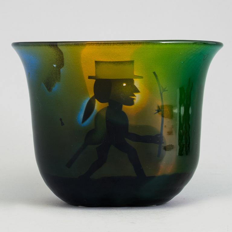 A unique Bertil Vallien blasted glass bowl, Kosta Boda, Sweden.