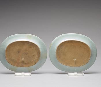 A pair of famille rose tobacco leaf dishes, Qing dynasty, Qianlong (1736-95).