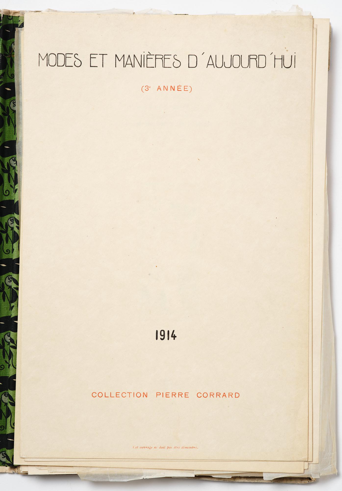 George Barbier, mapp med originalteckning och planscher, "Modes et Manières d'Aujourd'Hui (3e Année)", Frankrike, 1914.