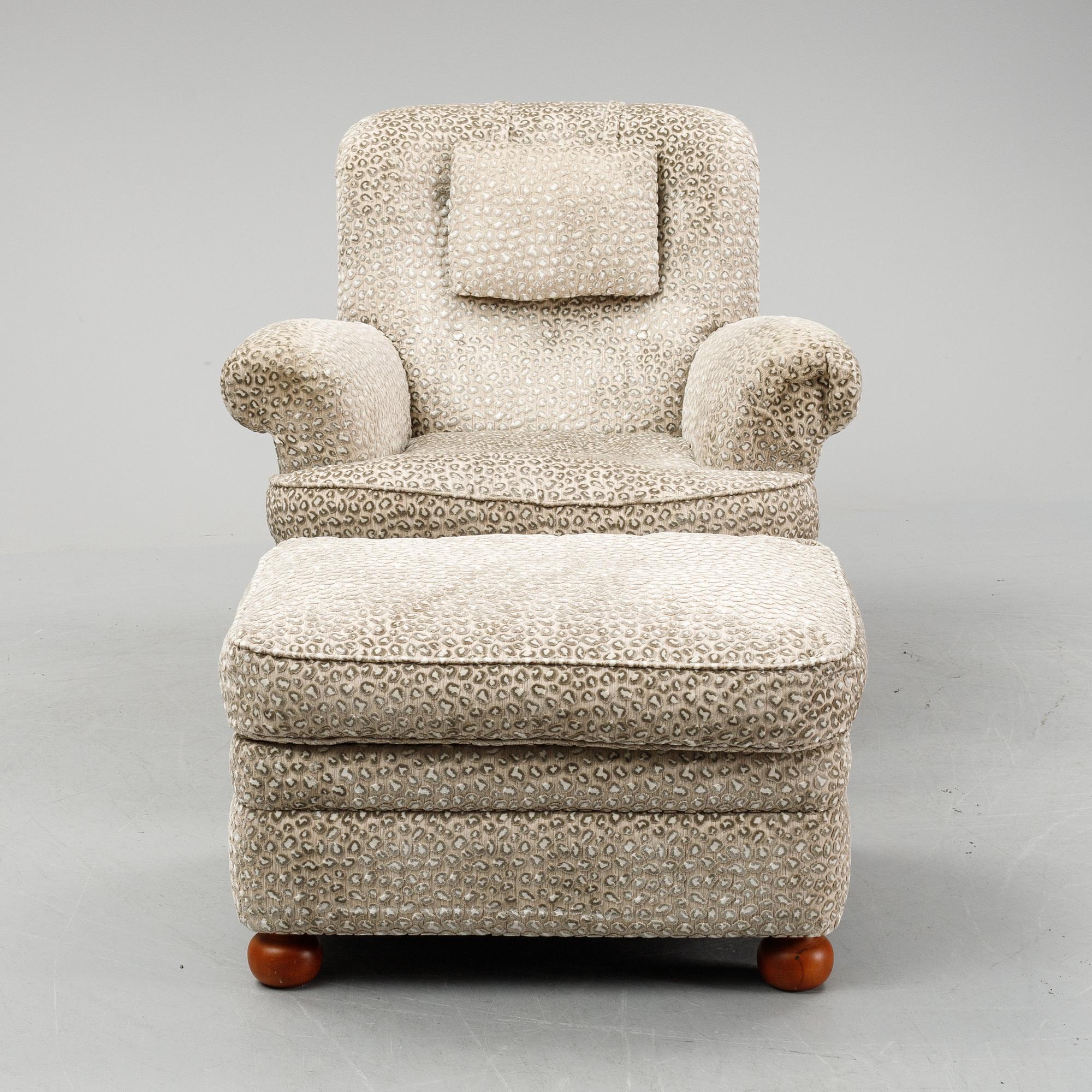 Josef Frank, a model 336 easy chair with ottoman, Svenskt Tenn.