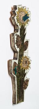Rut Bryk, väggrelief, "Solros", Arabia, Finland 1950-tal.