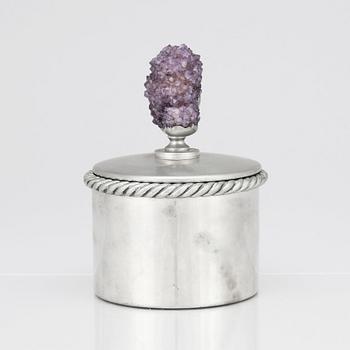 Estrid Ericson, a pewter lidded jar with an amethyst finial, Svenskt Tenn, Stockholm 1972.