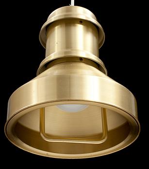 TAKLAMPA, mässing, "Skibslampe", Sidse Werner, Fyens glasverk, Holmegaard, Danmark, 1980-tal. H ca 47.