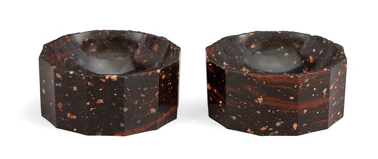 A pair of late Gustavian porphyry salts.