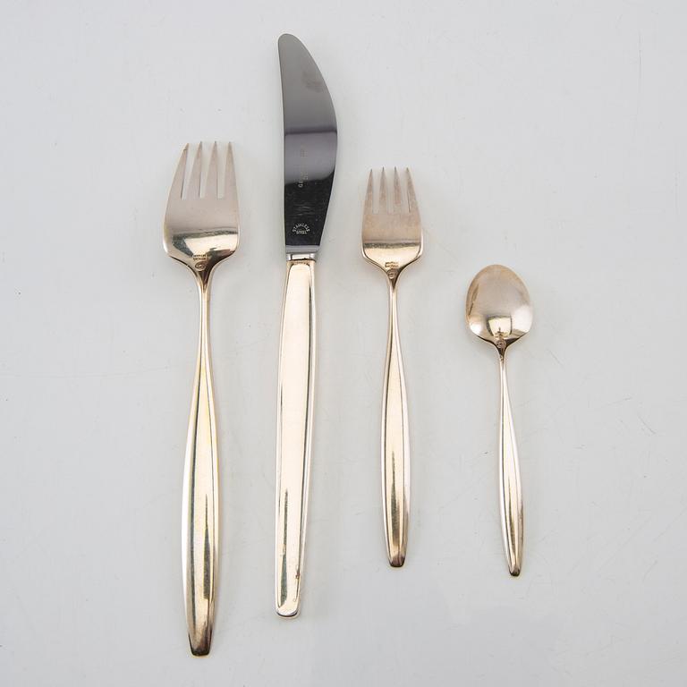 Tias Eckhoff, silver cutlery 48 pcs "Cypress" for Georg Jensen Copenhagen Denmark.