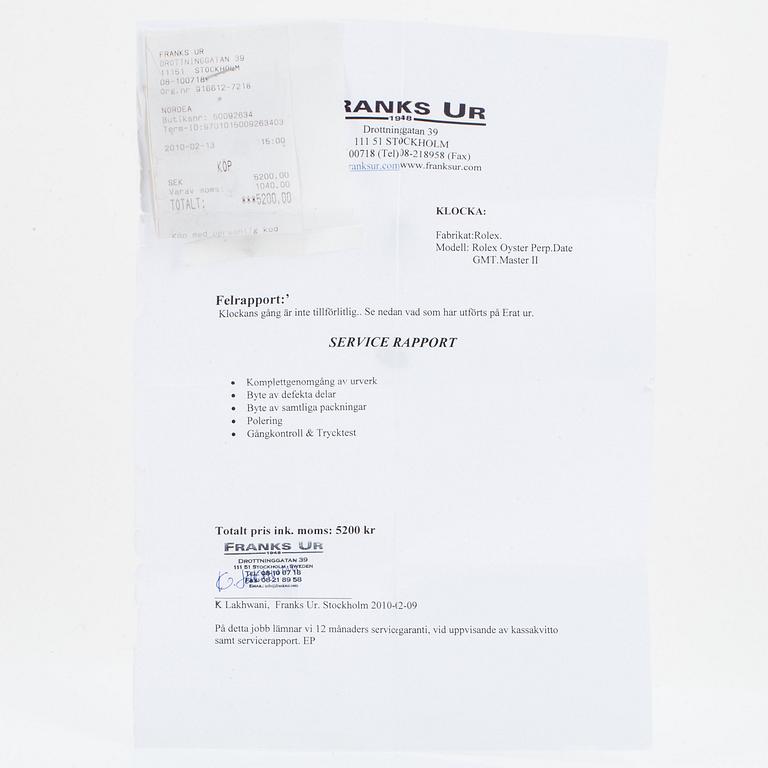 ROLEX, GMT-Master II, "Stick Dial".