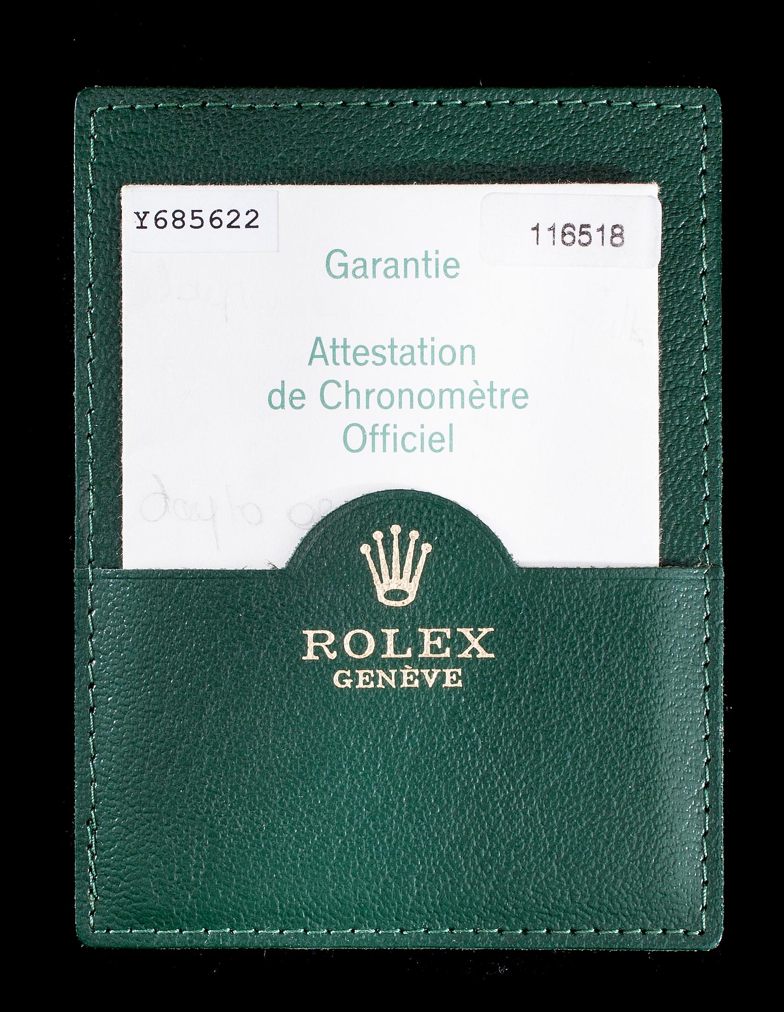 ARMBANDSUR, herr, Rolex Cosmograph Daytona, guld, läderarmband, originalbox, garanti intyg 2006.