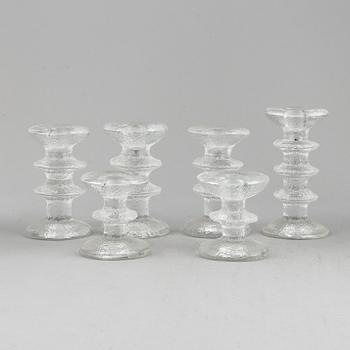 TIMO SARPANEVA, ljusstakar 6 st, glas, "Festivo", Iittala, 1970-tal.