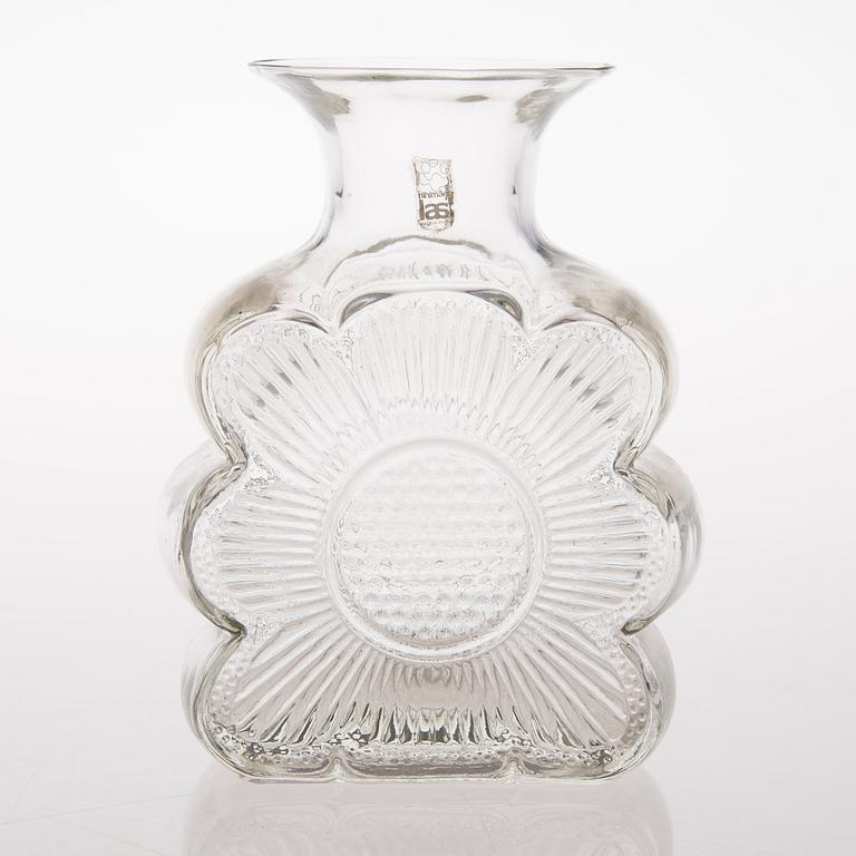 A vas and four candle holders/ vases in glass from Riihimäen Lasi, Finland 1970s.