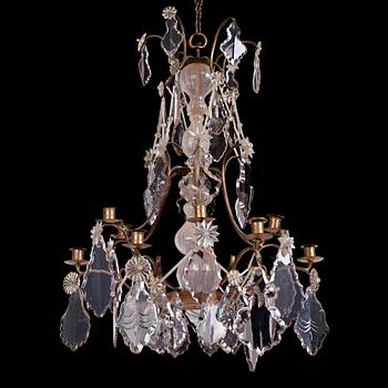 A Swedish Rococo ten-light chandelier, 18th century.