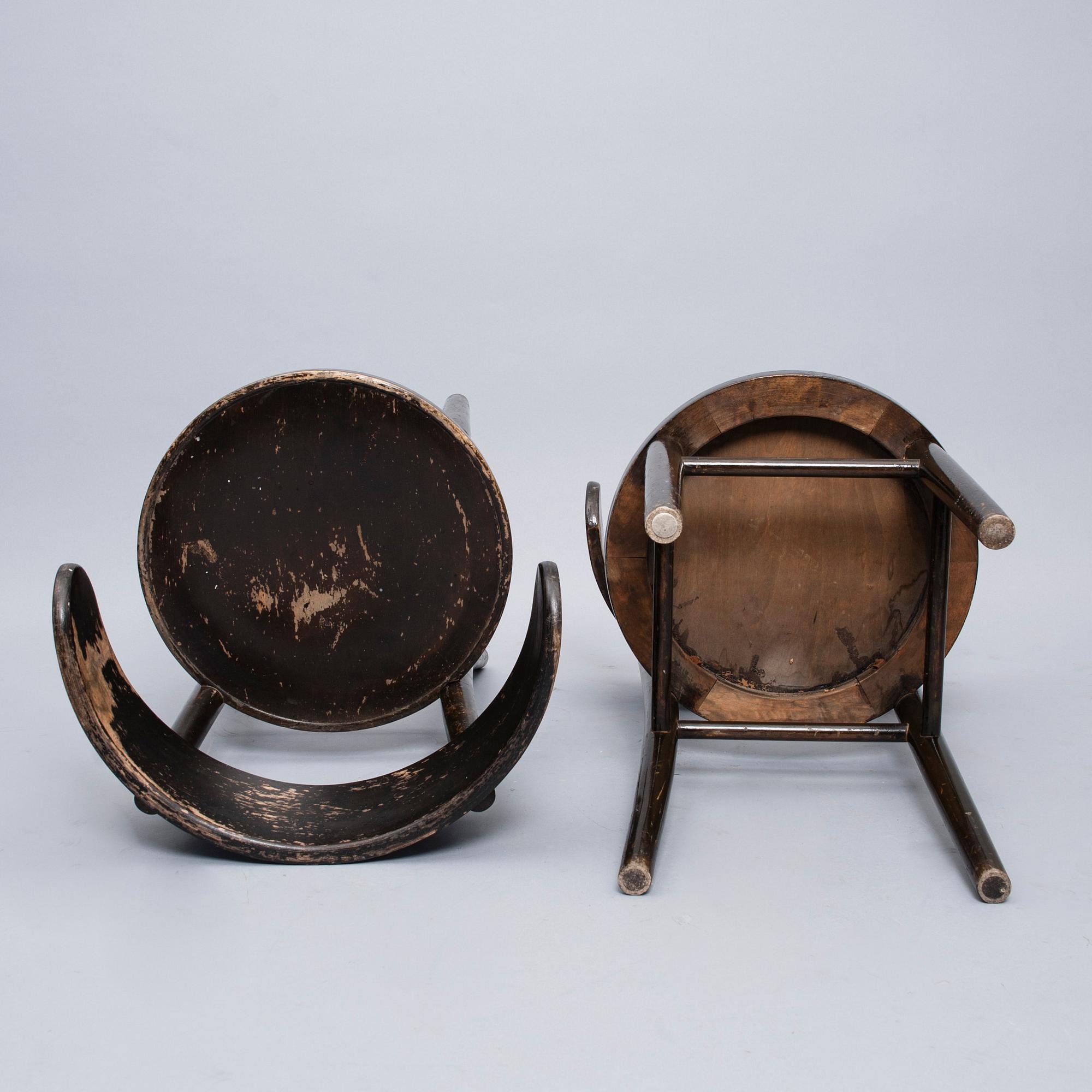 STOLAR, ett par, Werner West, stämplade Wilh. Schauman, Fanerfabrik, Jyväskylä, Made in Finland.