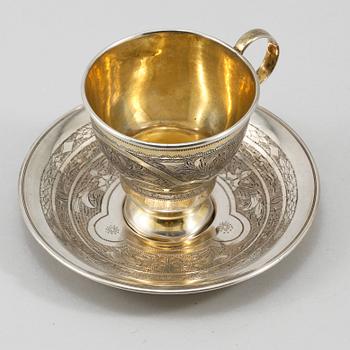 KAFFEKOPP OCH FAT, silver, Moskva, Ryssland, 1875, vikt 130 gram.