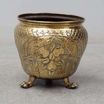 A 18th century brass flower pot.