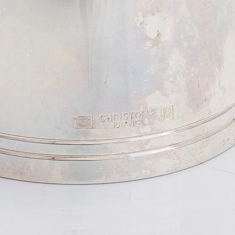 Christofle, flasköppnare och propp, totalt 4 delar, två st i originaletui, Frankrike.