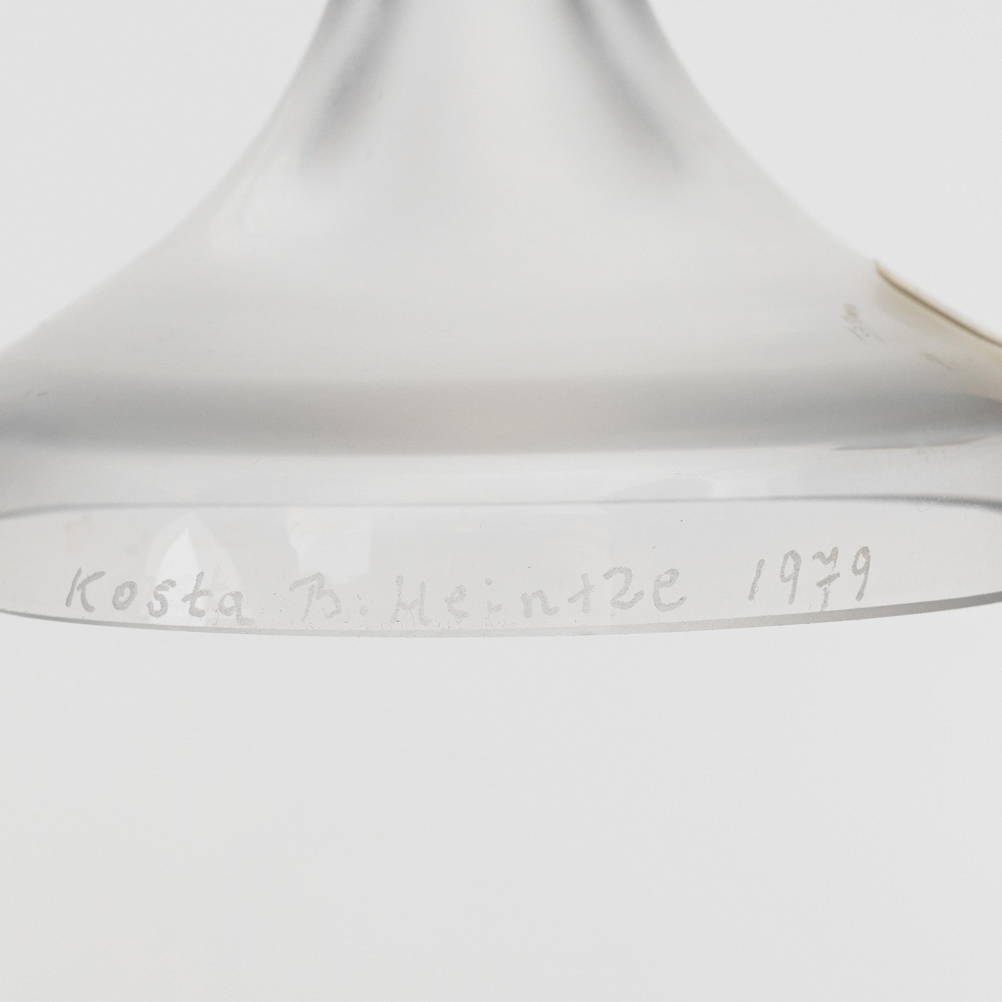 Bengt Heintze, five art glass bowls and two vases, Kosta Boda, signed, 1973-1988.