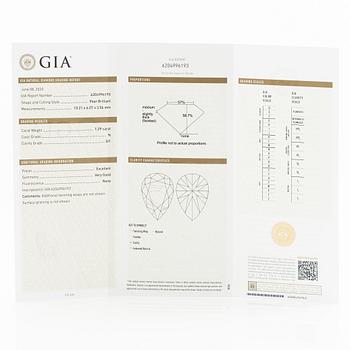 Collier 18K vitguld med droppslipad diamant, medföljande GIA report.