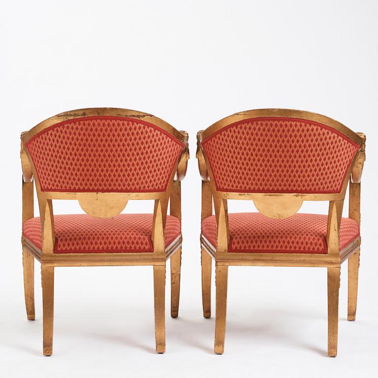 A pair of Swedish chairs in N C Salton's manner,  19th century.