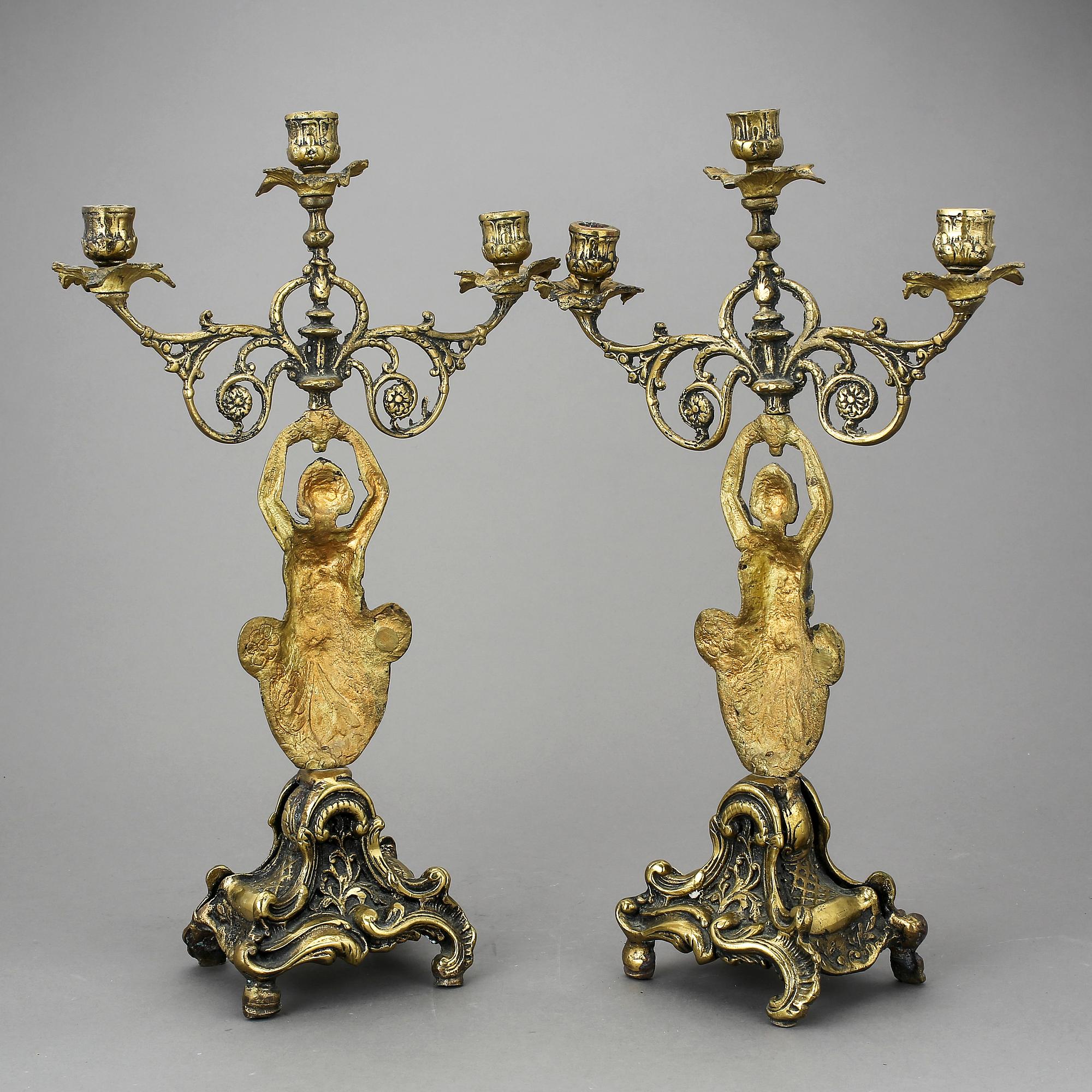 KANDELABRAR, ett par, mässing, 1900-talets andra hälft.