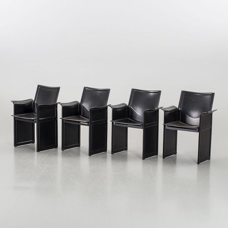 FOUR CHAIRS "KORIUM" TITO AGNOLI FOR MATTEO GRASSI.