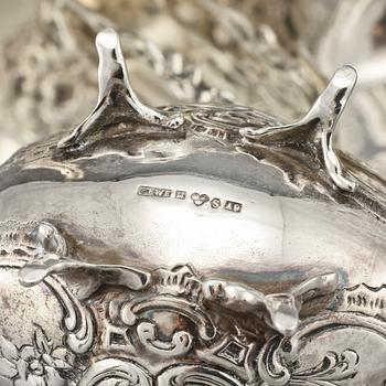 PARTI SILVER, 5 delar, mestadels GEWE, Malmö, 1951, vikt 883 g.