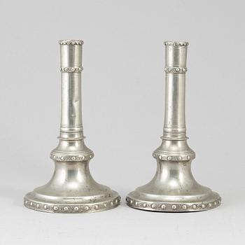 A pair of late Gustavian candlesticks by Olof Martin Moberg, Jönköping 1800.