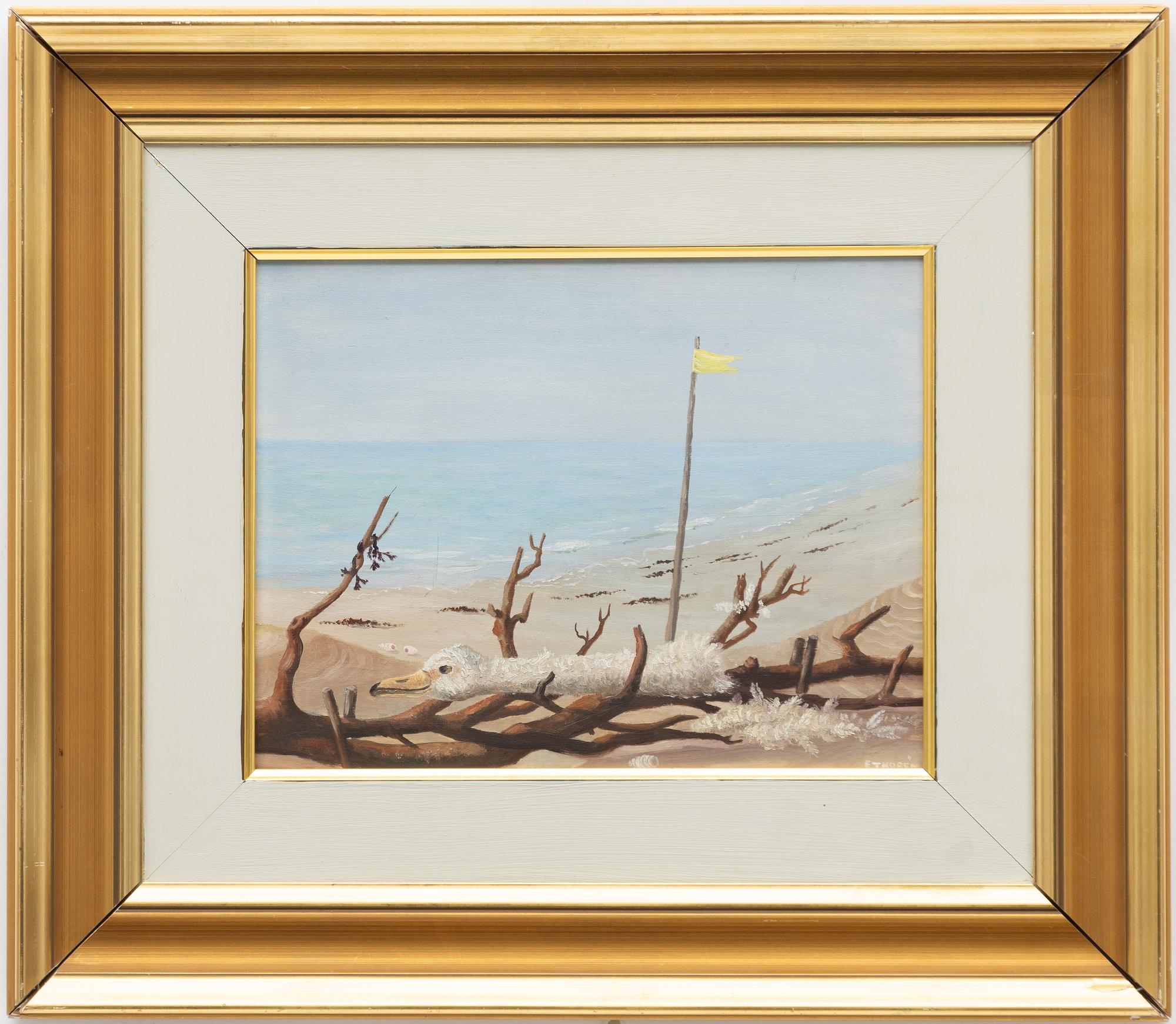 Esaias Thorén, Beach scene with swan head.