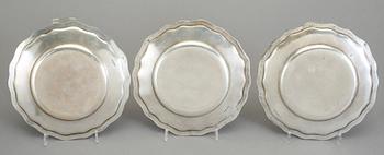 ASSIETTER, 6 st, silver, Bernt Erlandsson, Kristianstad 1909-10. Vikt tot ca 1083 gram.