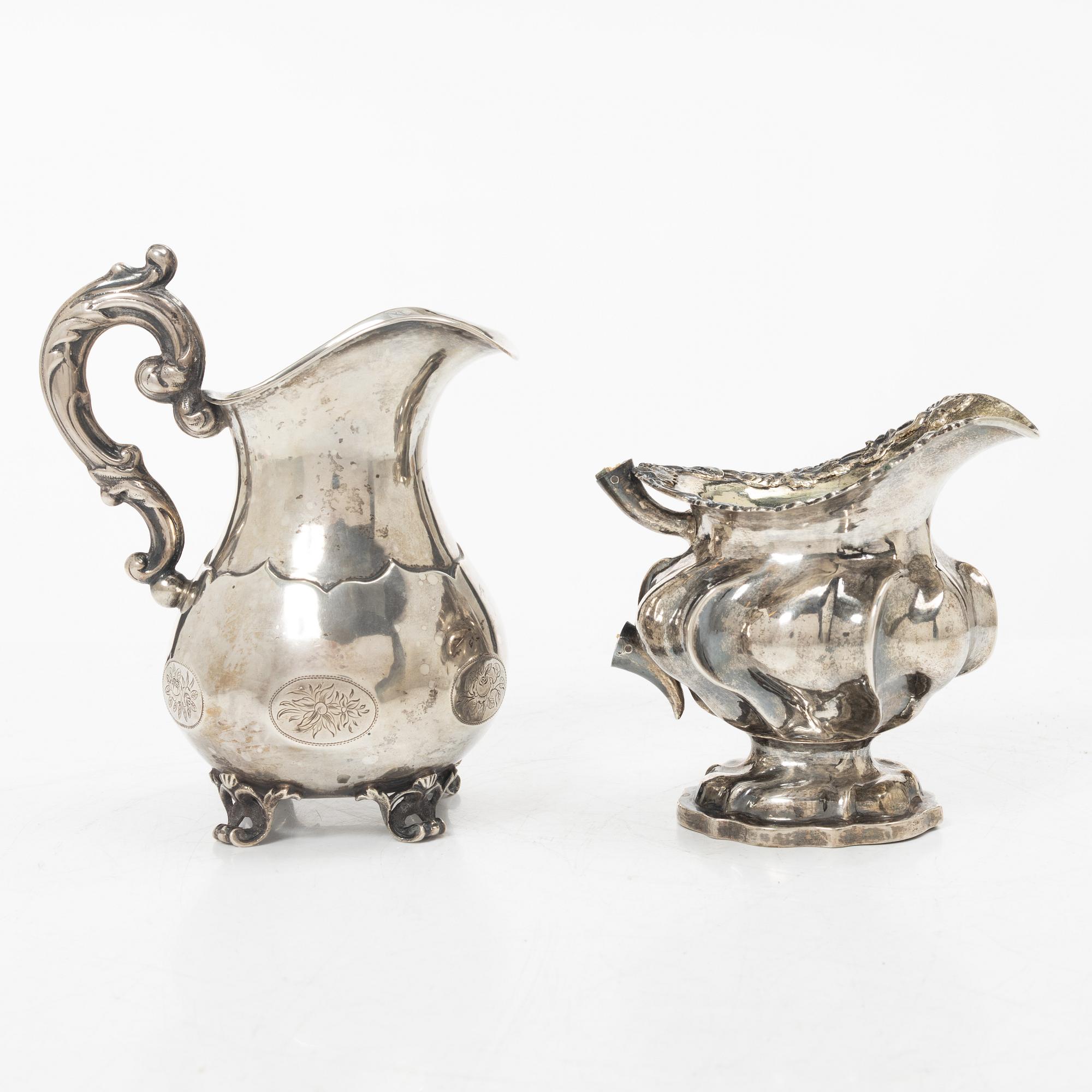 Nyrokoko, 1820, Creamers, 2 pcs, silver, GT Folcker, Stockholm 1857, respectively Moscow, Russia 1844.