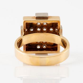 Gunnar Cyrén, a ring 18K rose and white gold with 20 brilliant-cut diamonds, unique, Gävle 1998.