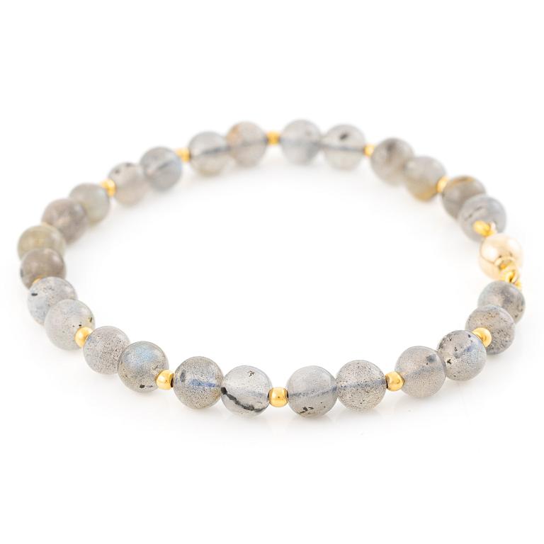 Bracelet, with labradorite beads, clasp in 18K gold.