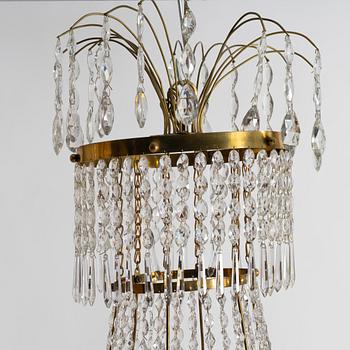 Ljuskrona, för sju ljus, Stockholmsarbete, 1700-talets slut, Sengustaviansk.