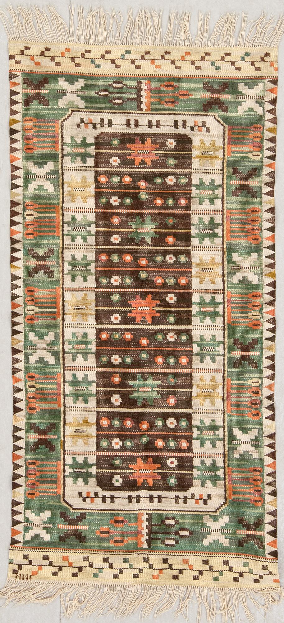 VÄVNAD, "Rabatten", rölakan, signerad MMF (Märta Måås-Fjetterström). Ca 161 x 79 cm.