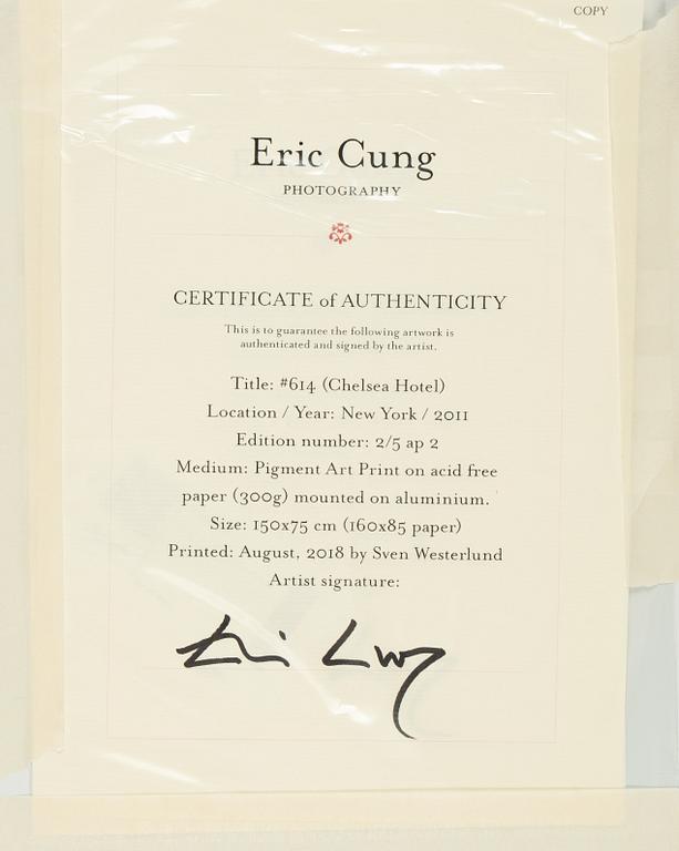 Eric Cung, pigment print, 2011, signed on certificate, Ed 2/5.