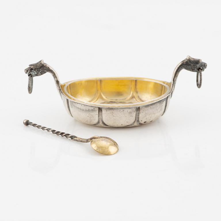 Pendant, brooch, and salt cellar, 18th - 19th century.