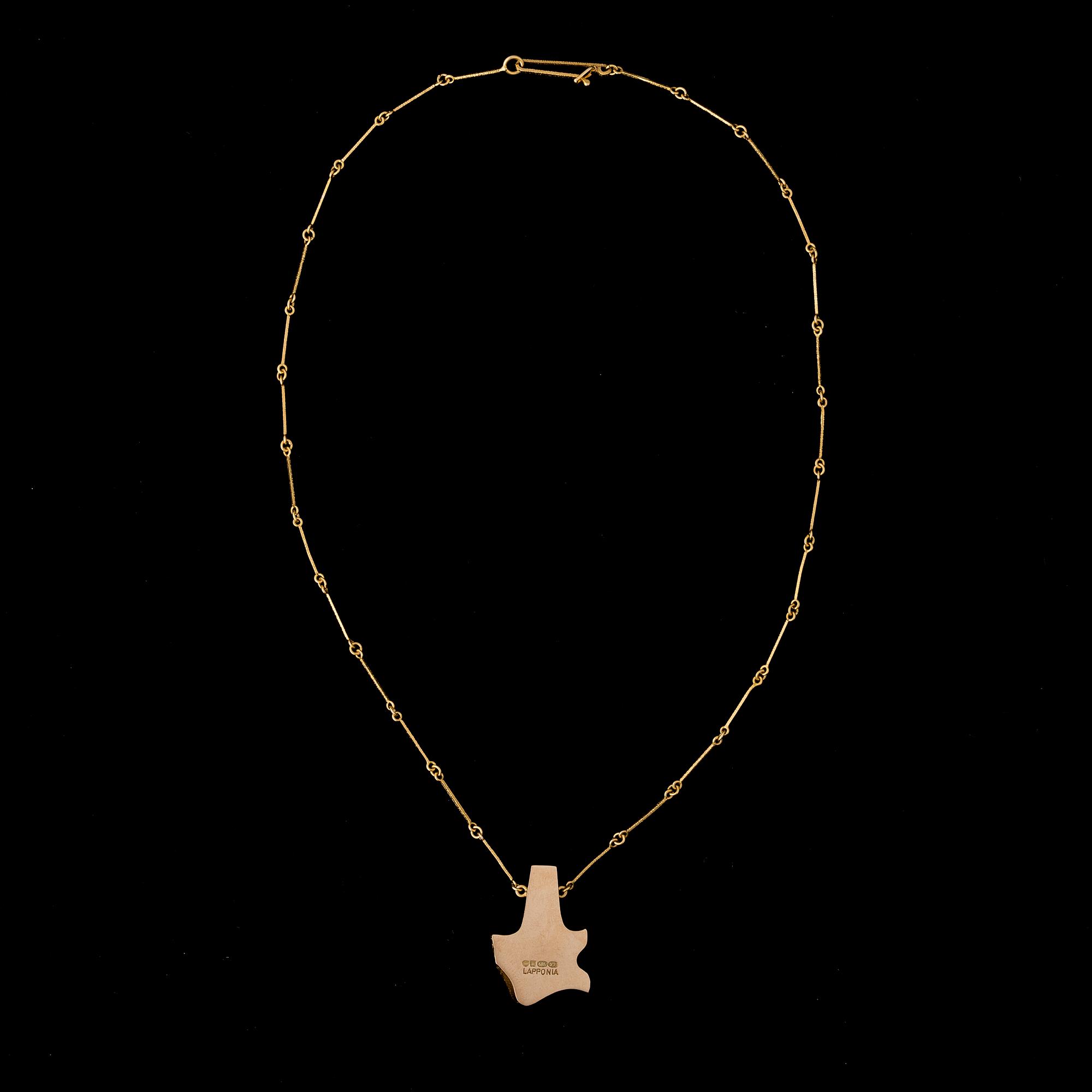 BJÖRN WECKSTRÖM, collier "Pagodi", zoisit, 14K guld. Lapponia 1975.