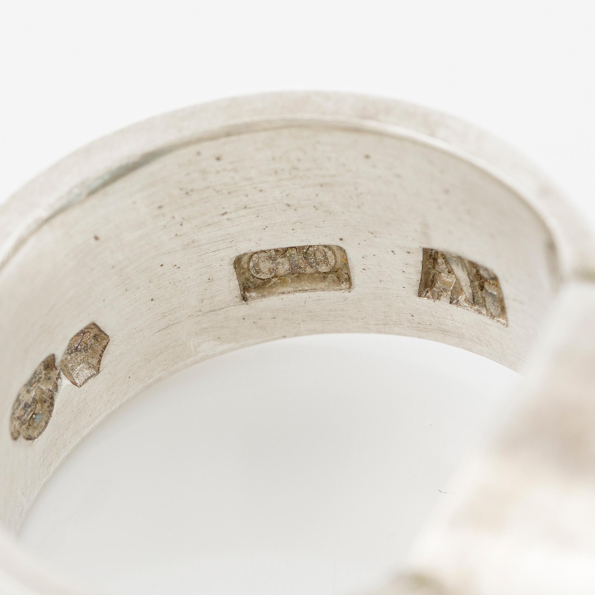 Anders Högberg, ring, sterling silver, with blue stone, Gothenburg 1977.