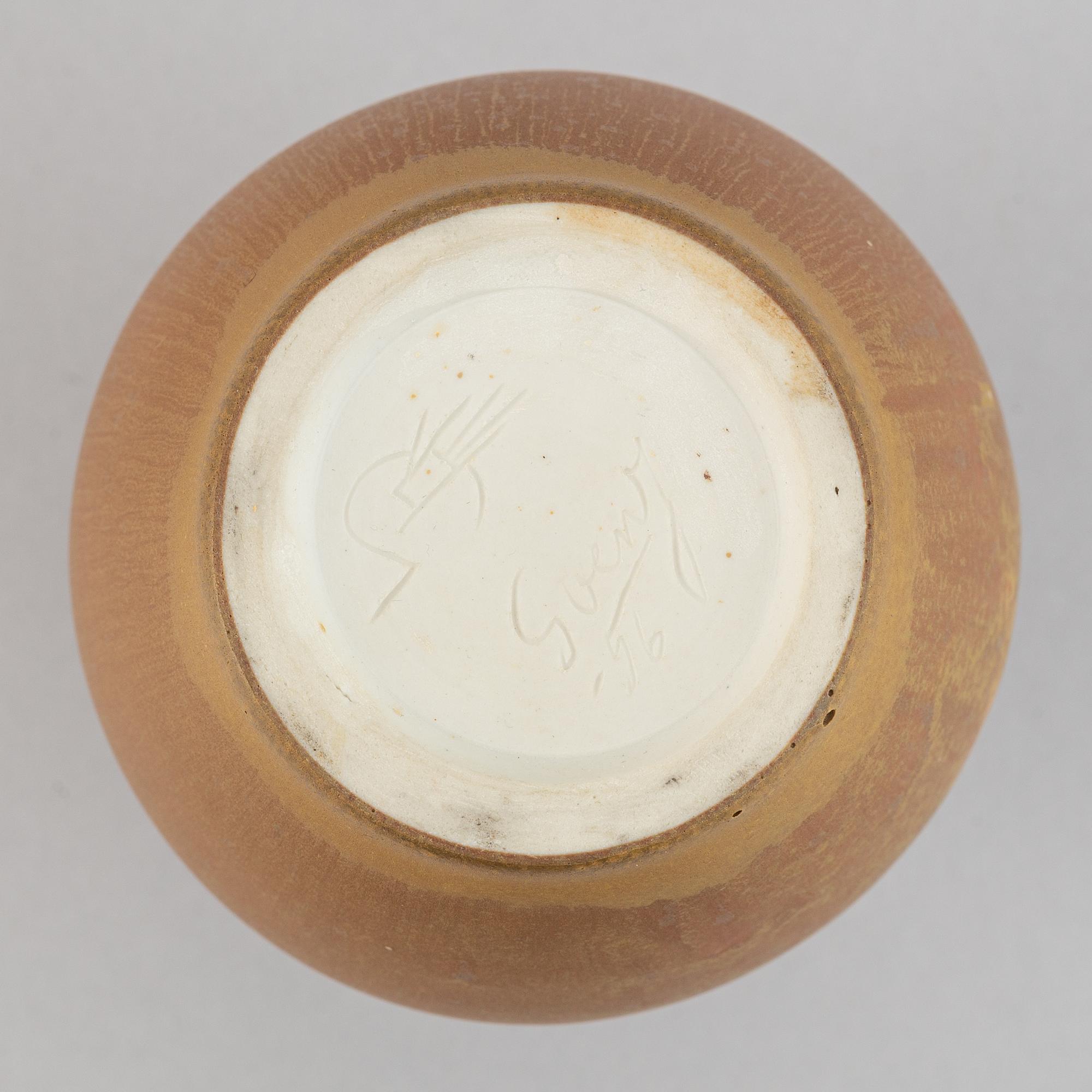 Sven Jonson, a stoneware vase for Gustavsbergs studio, 1956.