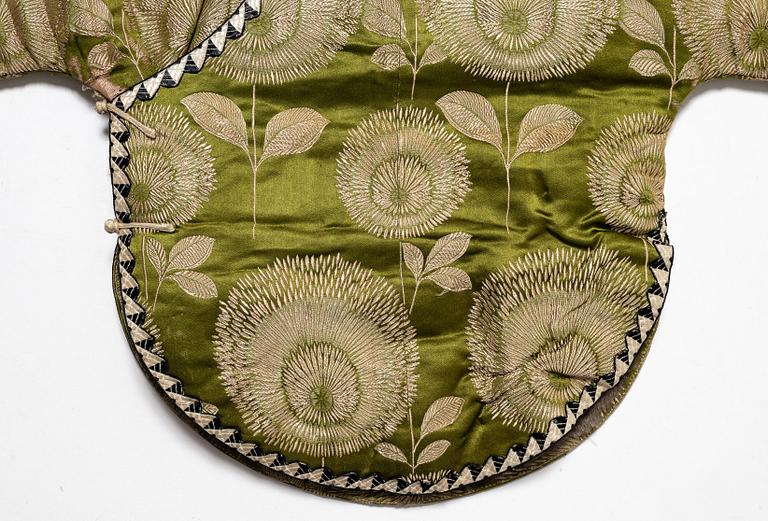 A Japanese silk brocade and fur childrens jacket, Meiji (1868-1912).