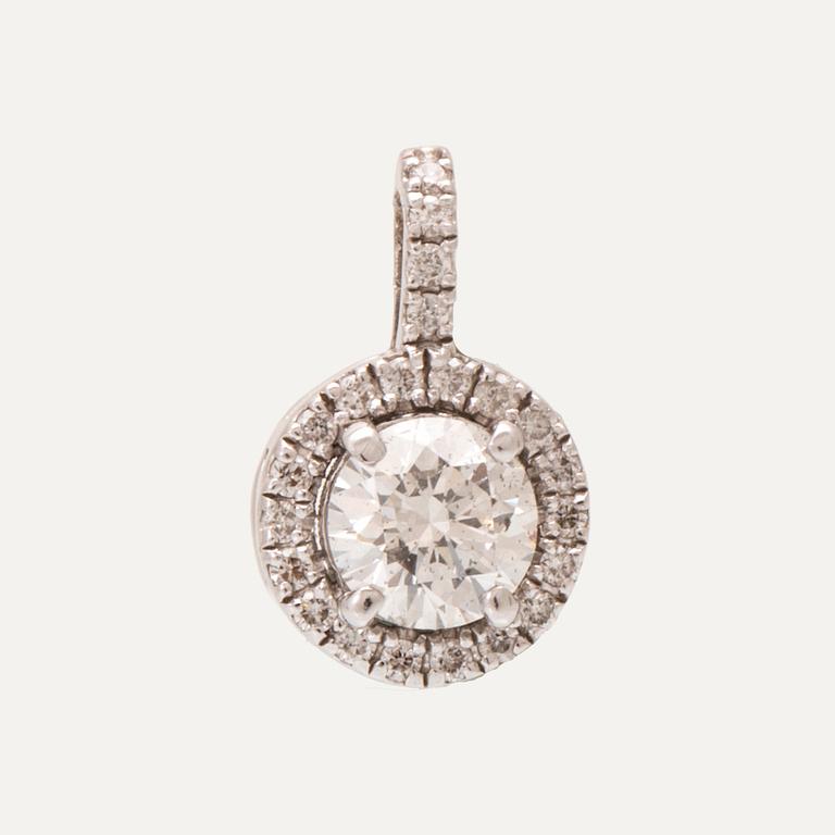 An 18K white gold pendant set with round brilliant cut diamonds GIA cert.