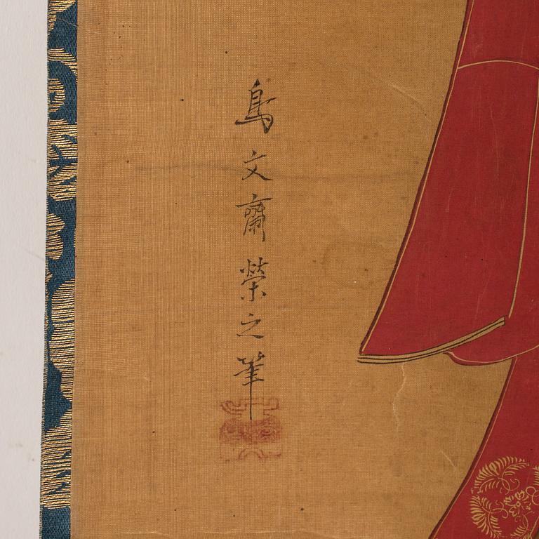 A Japanese hanging scroll, ink and color on paper, early 20th Century.