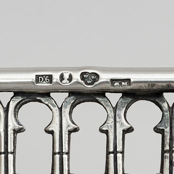 Gustaf Möllenborg, visitkortsbricka, silver, Stockholm 1882.