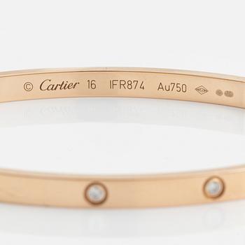 A Cartier "Love" bracelet small model in 18K rose gold with ten round brilliant-cut diamonds.