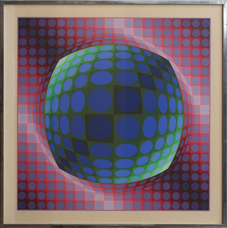 VICTOR VASARELY, färgserigrafi, sign o numr 221/250.